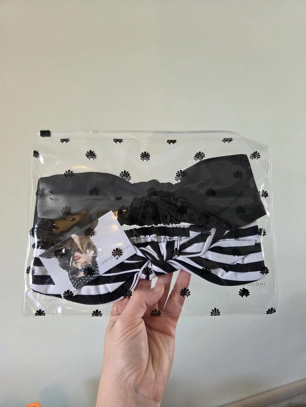 ​NWT Lele Sadoughi Set of 2 Betty Headbands Black & White Stripe